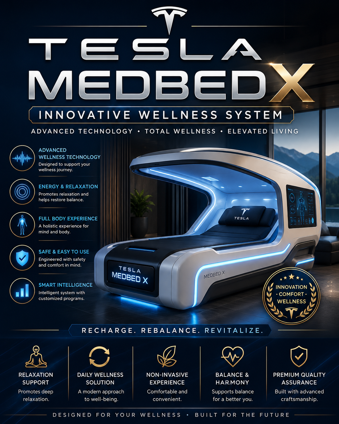 Tesla MedBed X™ – Modern Wellness & Recovery System