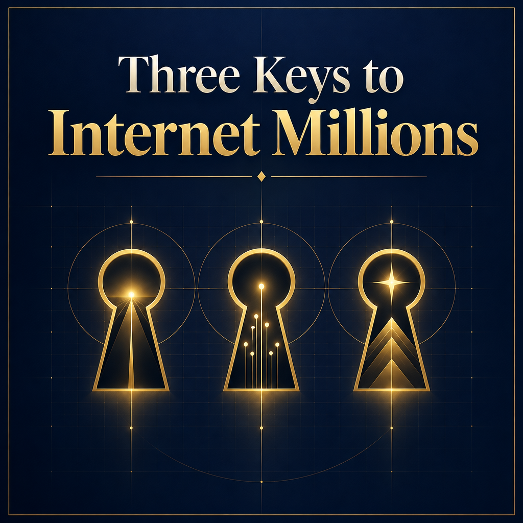Indigo and gold Three Keys to Internet Millions cover mockup